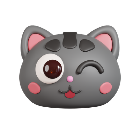 Winking Cat Emoji  3D Illustration