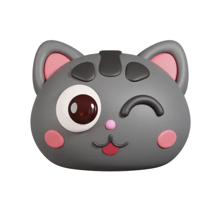 Winking Cat Emoji 3D Illustration