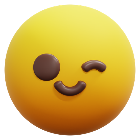 Winking Smiley Face Emoji  3D Icon