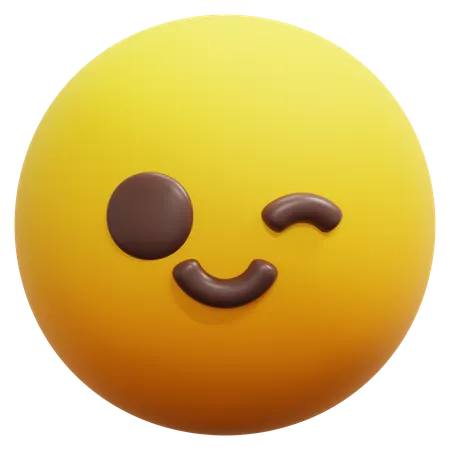 Winking Smiley Face Emoji  3D Icon