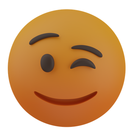 Winking with smile Face  3D Icon