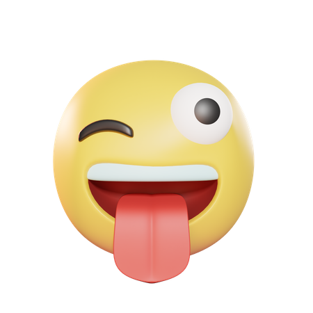 Winking With Tongue 3D Icon
