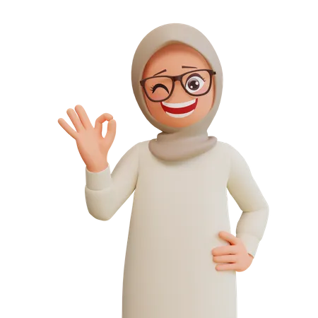 Mujer musulmana guiño  3D Illustration