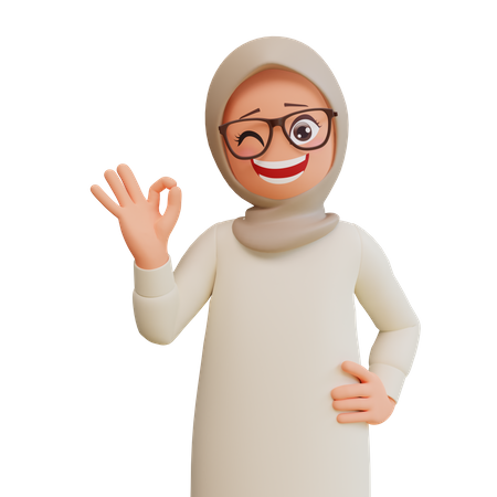 Winkle Muslim Woman  3D Illustration