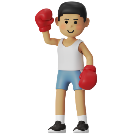 Winner Boxing Boy  3D Illustration