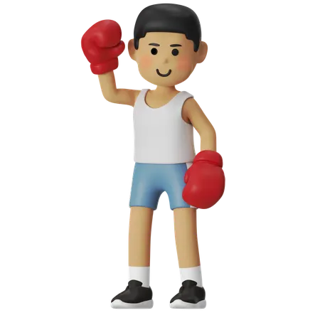 Winner Boxing Boy  3D Illustration