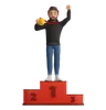 Winner man  standing on podium