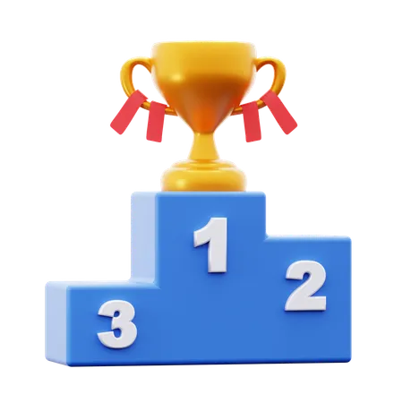 Gold Trophy On First Place Winner Stage Sport Champion 3 D Icon Illustration Render Design 3D Icon