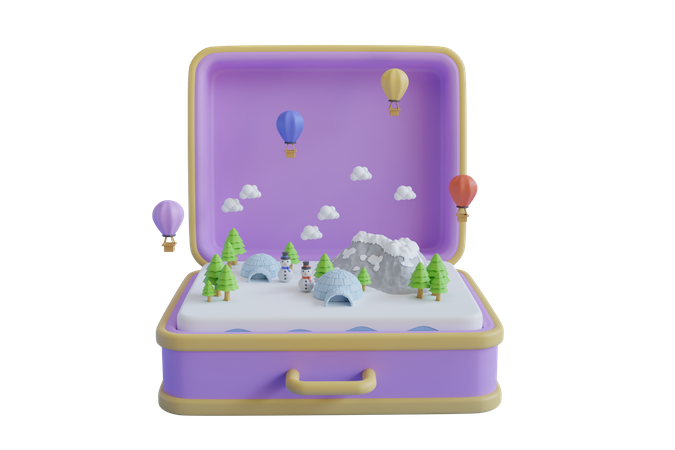 Winter camping luggage  3D Icon