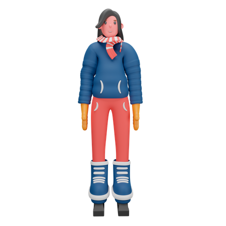 Winter Girl 3D Illustration