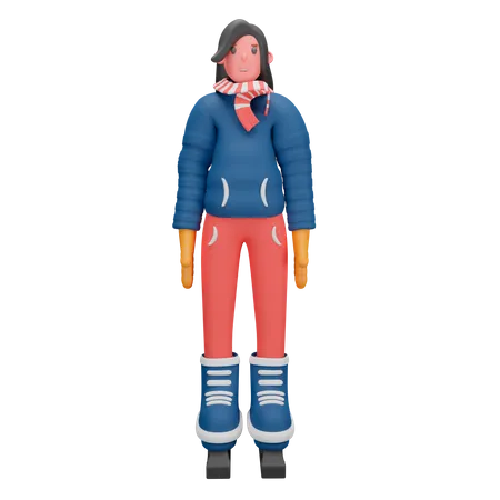Winter Girl  3D Illustration