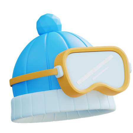 Winter Hat Ski Goggle  3D Icon