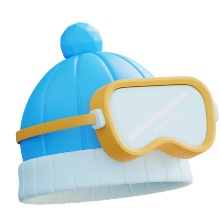 Winter Hat Ski Goggle  3D Icon
