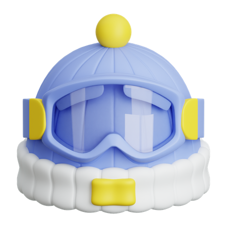 スキーゴーグル付き冬用帽子  3D Icon