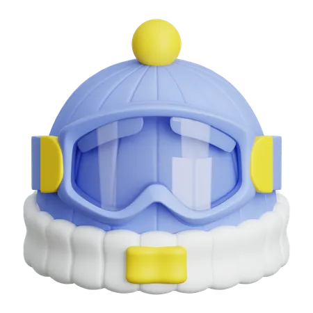 スキーゴーグル付き冬用帽子  3D Icon