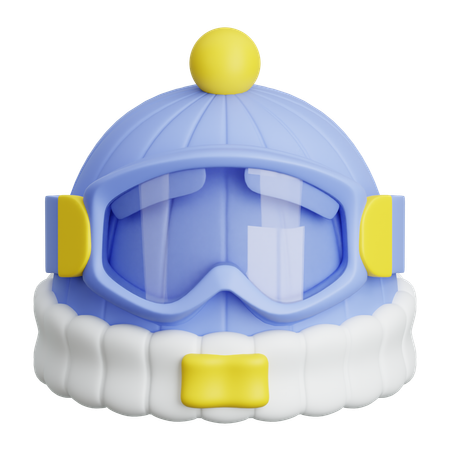 Winter Hat With Ski Goggle  3D Icon