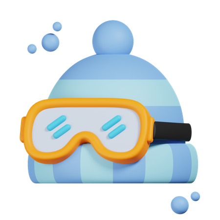 Winter Hat With Ski Goggle  3D Icon
