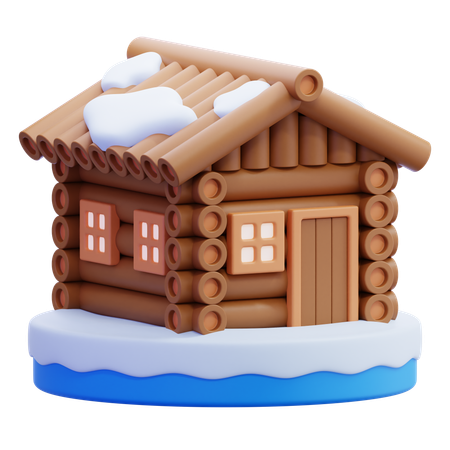 Winter-Holzhütte  3D Icon