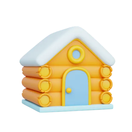 3 D Winter Wooden House Winter Holiday Vacation 3D Icon