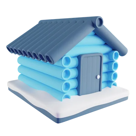 3 D Illustration Of Blue Winter House 3D Icon