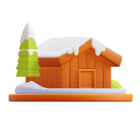 Winter House  3D Illustration