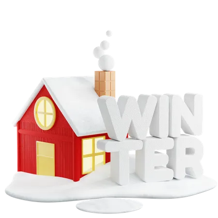 Winter House 3D Illustration