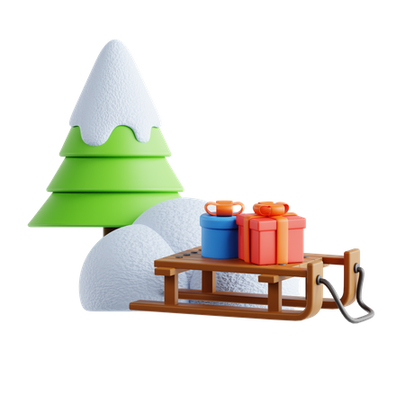 Winter Sled  3D Icon