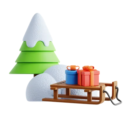 Winter Sled  3D Icon