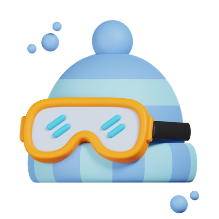 Wintermütze mit Skibrille  3D Icon