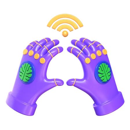 Wired Gloves 3 D Future Technology Icon 3D Icon