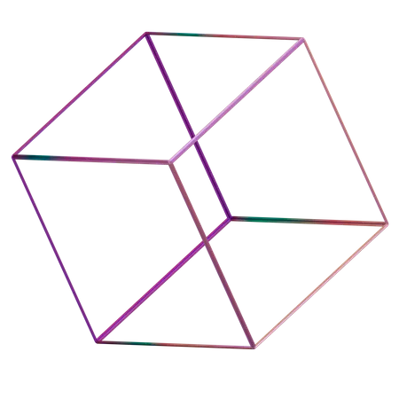 Wireframe Cube  3D Illustration
