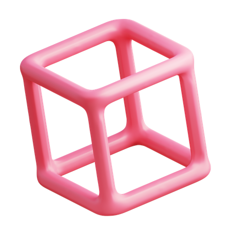 Wireframe Cube Abstract  3D Icon