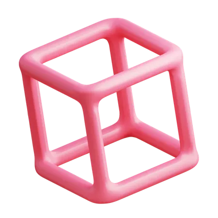 Wireframe Cube Abstract  3D Icon