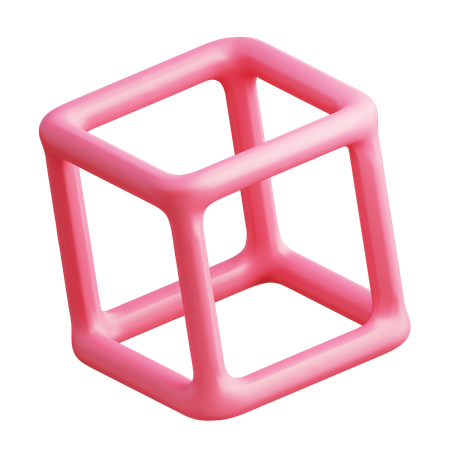 Wireframe Cube Abstract  3D Icon