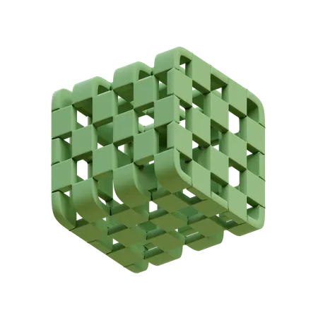 Cube rond filaire  3D Illustration