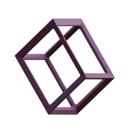Cubóide de estrutura de arame  3D Illustration