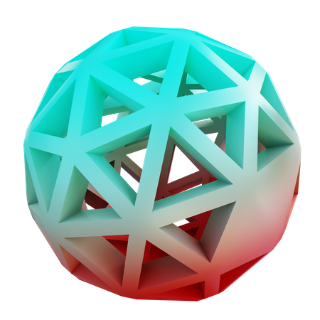 Wireframe Round  3D Icon