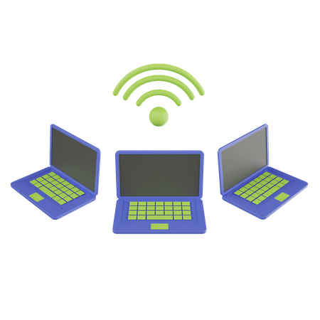 Wireless Laptop Network  3D Icon