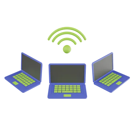 Wireless Laptop Network  3D Icon