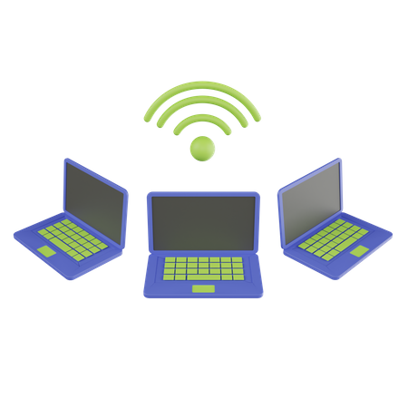 Wireless Laptop Network  3D Icon