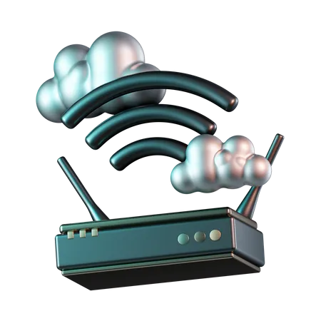 Wireless Router Cloud  3D Icon