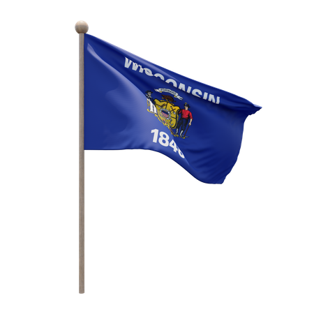 Wisconsin Flag Pole  3D Flag