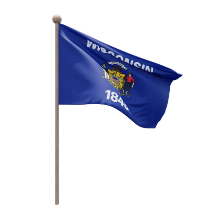 Wisconsin Flag Pole  3D Illustration