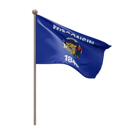 Wisconsin Flag Pole  3D Flag
