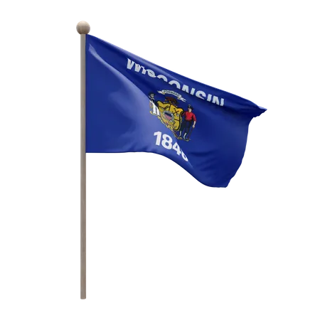 Mastro de bandeira de Wisconsin  3D Flag