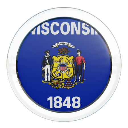 Wisconsin Round Flag  3D Icon