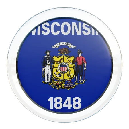 Wisconsin Round Flag  3D Icon