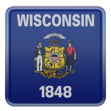Wisconsin Square Flag  3D Icon