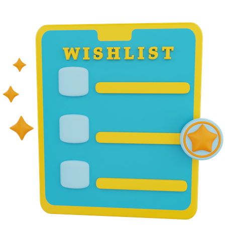 Wishlist shopping  3D Illustration