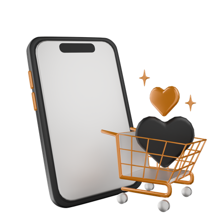 Wishlist Shopping Cart On Smartphone  3D Icon